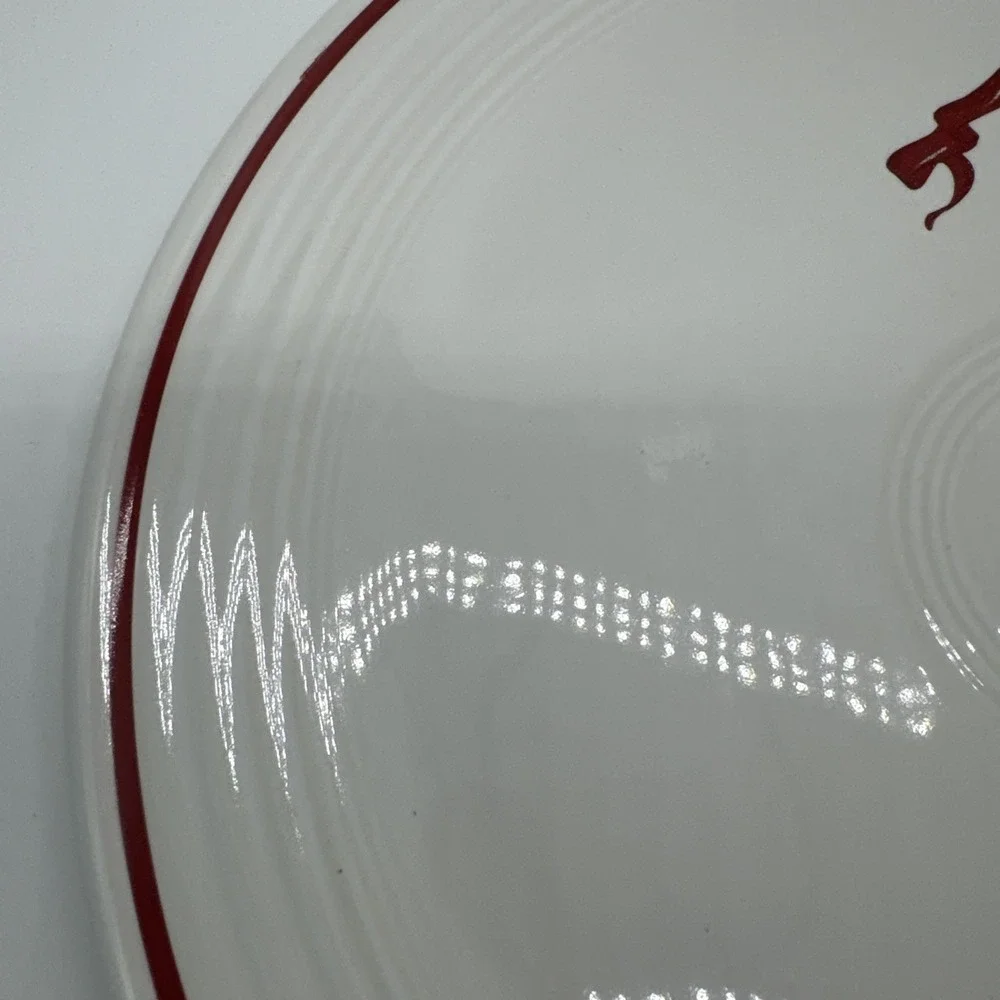 Fiesta Round Serving Tray Holiday Holly Red Ribbon Excellent First Quality New